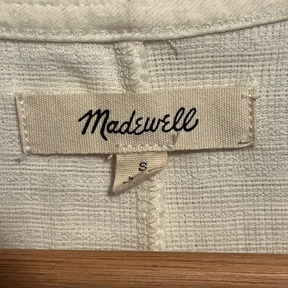 Madewell Crosshatch Side Tie Sleeveless Faux Wrap Dress Bright Ivory - Picture 4 of 15